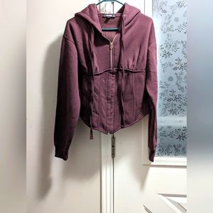 - - Missguided Corset detailed  Hoodie. Size 6. Wine colour.